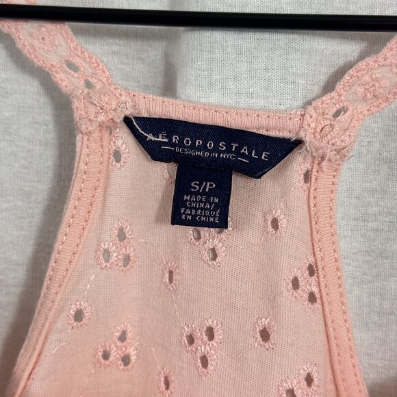 Aeropostale Pink Eyelet Racerback Feminine Tank Top Womens Sz S Coquette Boho - Picture 3 of 6